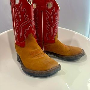 Old west kids leather cowboy boots.